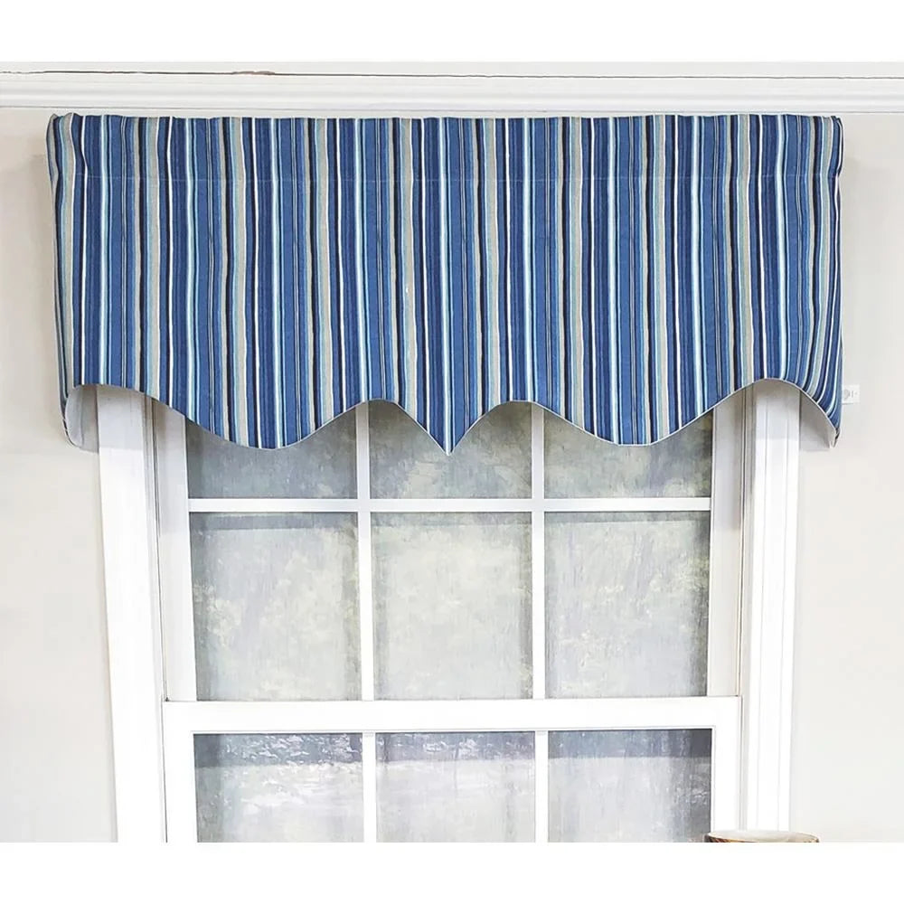 Blue Modern Design Style Home Beach Window RLF Valance Regal Classic 17" x 50" Stripe