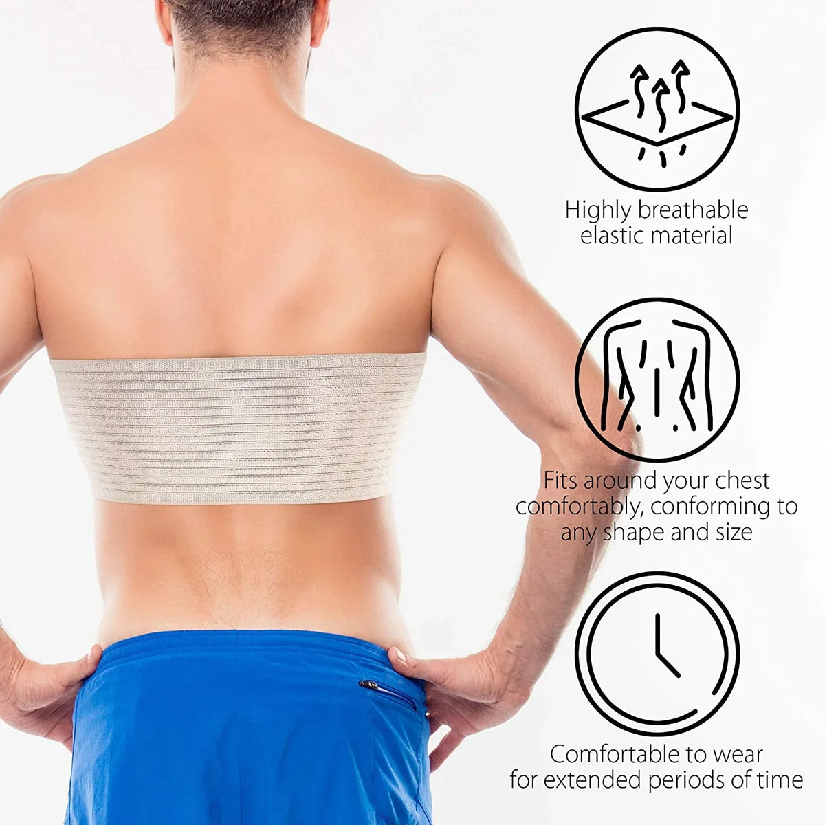 Wrap Aid Brace Plus Dislocated - - Belt Fractured, Chest Size Rib Support 3XL Post-Surgery Broken Elastic Unisex Cracked, / Comppression ORTONYX of Ribs 6.25" Rehabilitation ACOX5226-BG-3XL Beige