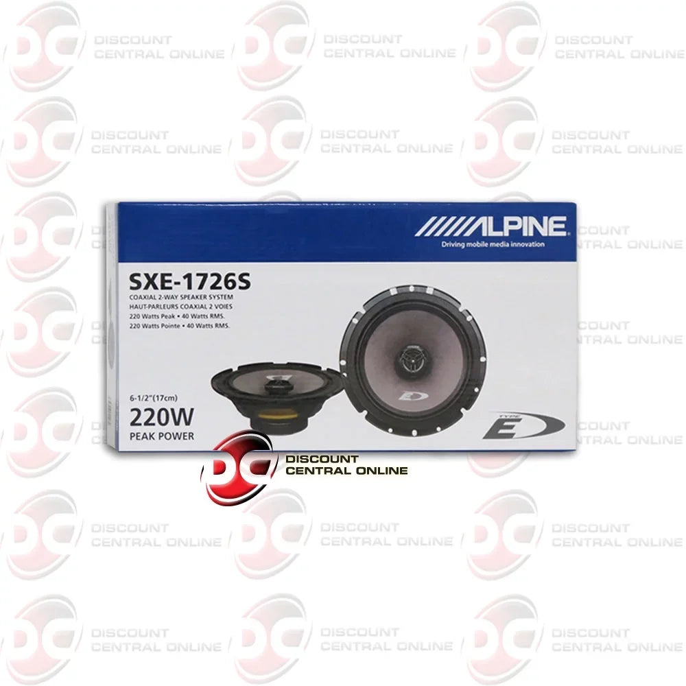 Alpine Audio 6.5" Car Pair Coaxial 220w SXE-1726S Speakers 2-way