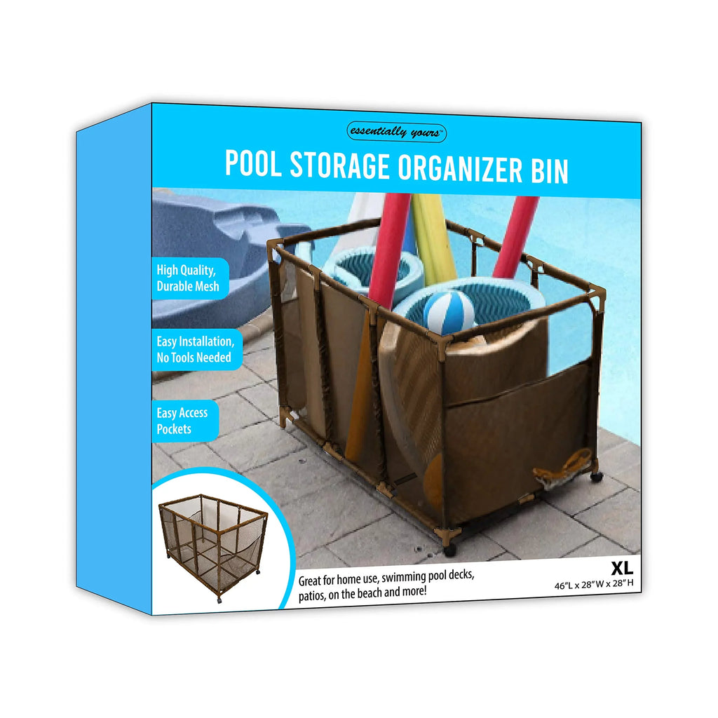 L Brown Organizer (43" Toys, Height, Storage Balls, Noodles x x Bin, Equipment 25" Mesh 563009 H), Large, and Pool Holder, W Yours Kids Essentially Floats 28" Rolling Style
