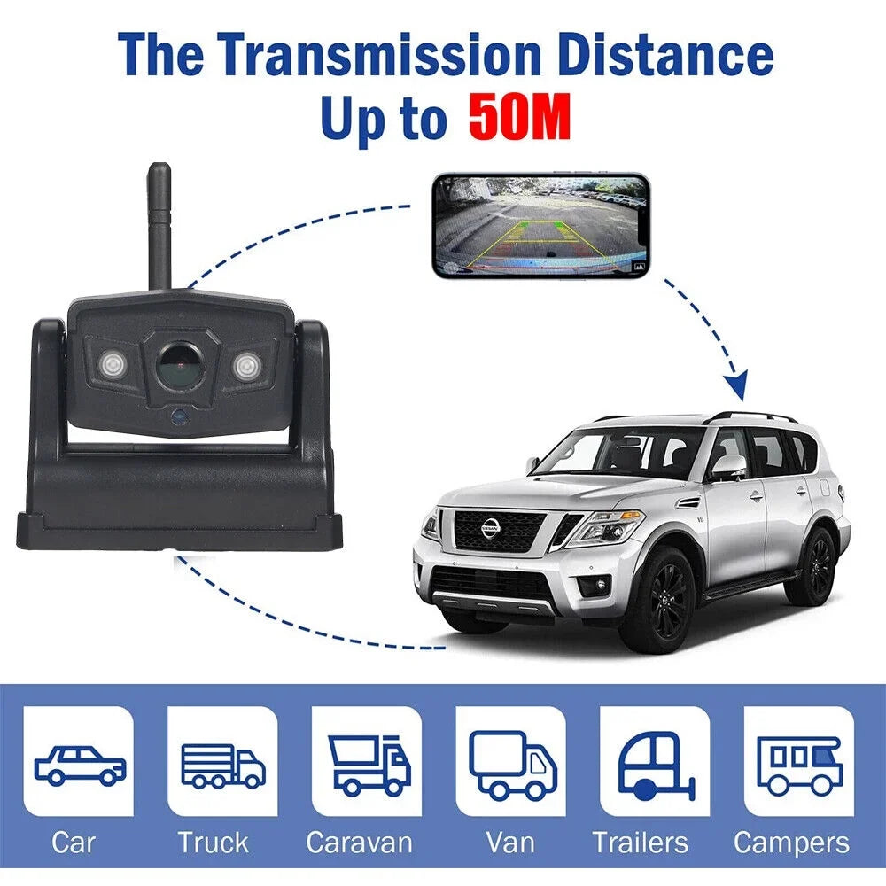 Battery 9600mAh View JahyShow Magnetic Front/Rear Wireless, High-Capacity Backup Camera, WiFi
