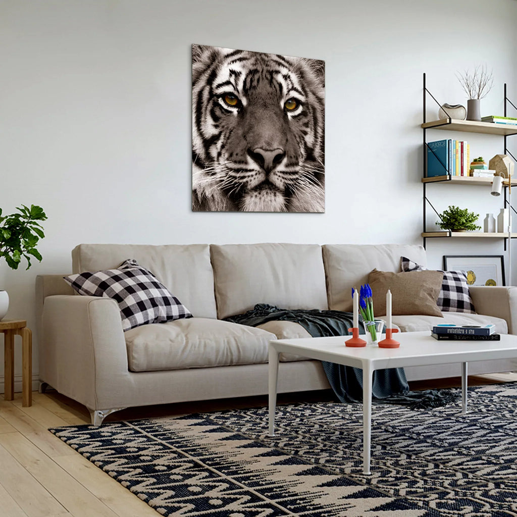 Tiger Floating Hang Glass the Art, Tempered Wall 38" Panel Frameless Eye Empire to x 0.2", Free x Graphic of Direct Ready Art 38"