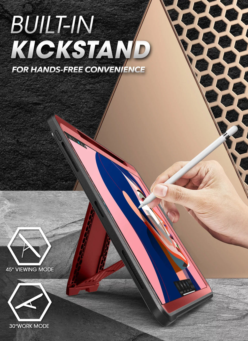 Kickstand / Charging Pencil Pro 12.9 (2021 Full-Body with 2020), (Ruddy) Apple Protective Unicorn for Beetle iPad Inch Built-in Rugged Screen Series Case Support Case SUPCASE Protector Pro