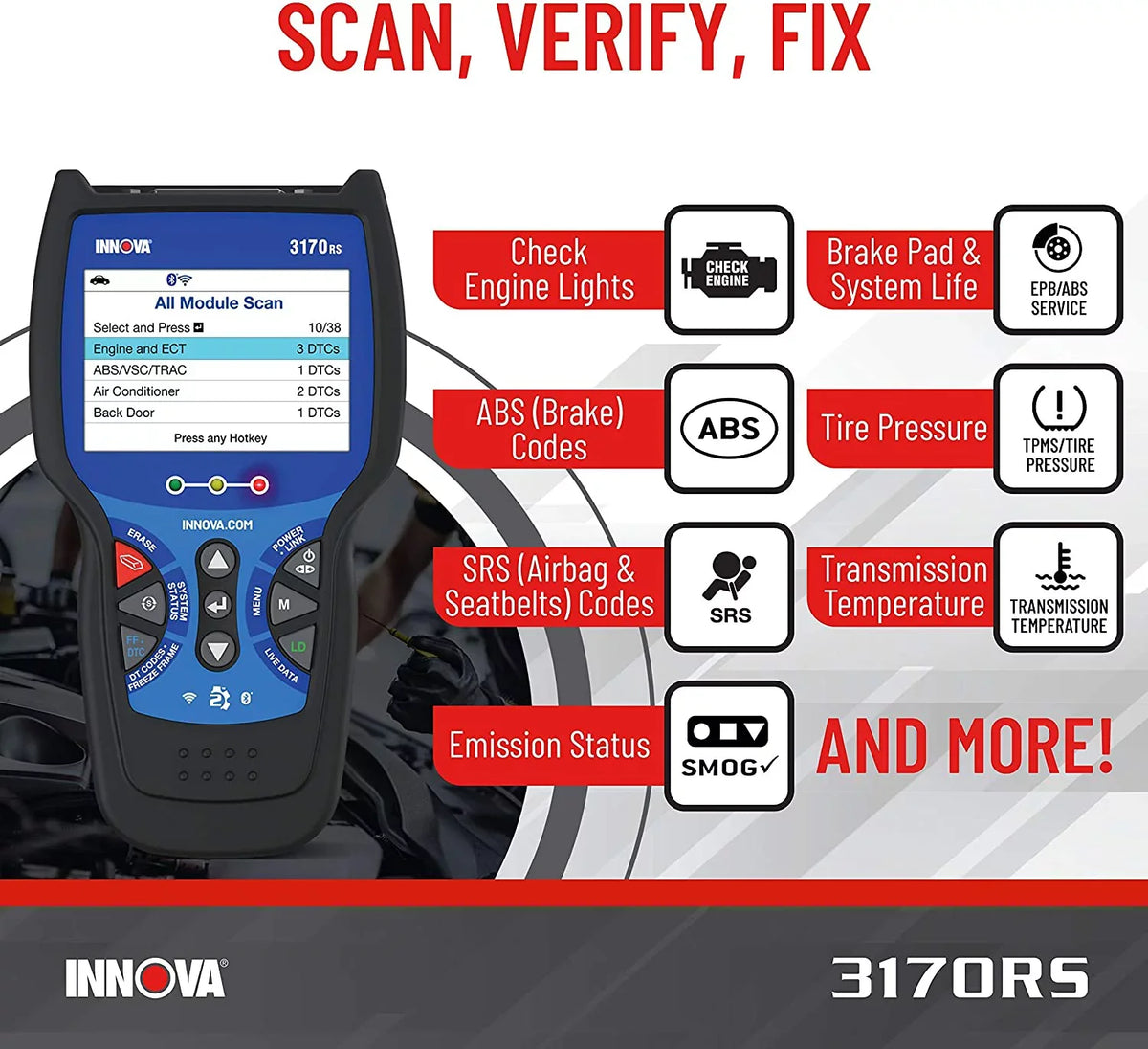 INNOVA Vehicle FixAssist Bluetooth Code 3170RS Scanner Diagnostic Reader