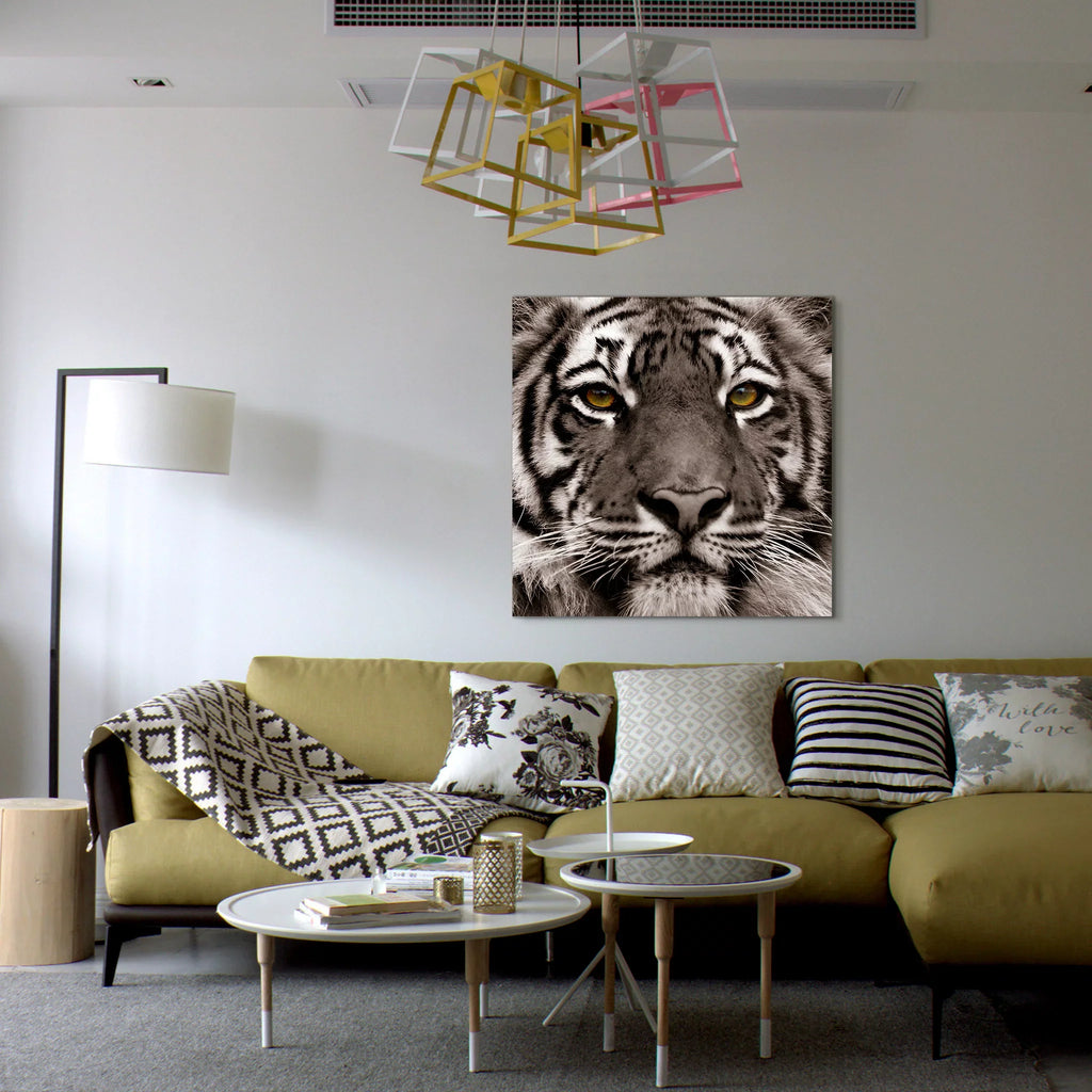 Tiger Floating Hang Glass the Art, Tempered Wall 38" Panel Frameless Eye Empire to x 0.2", Free x Graphic of Direct Ready Art 38"