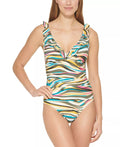 DKNY Printed 10 Ruffled Swimsuit, MULTI One-Piece US Tummy-Control