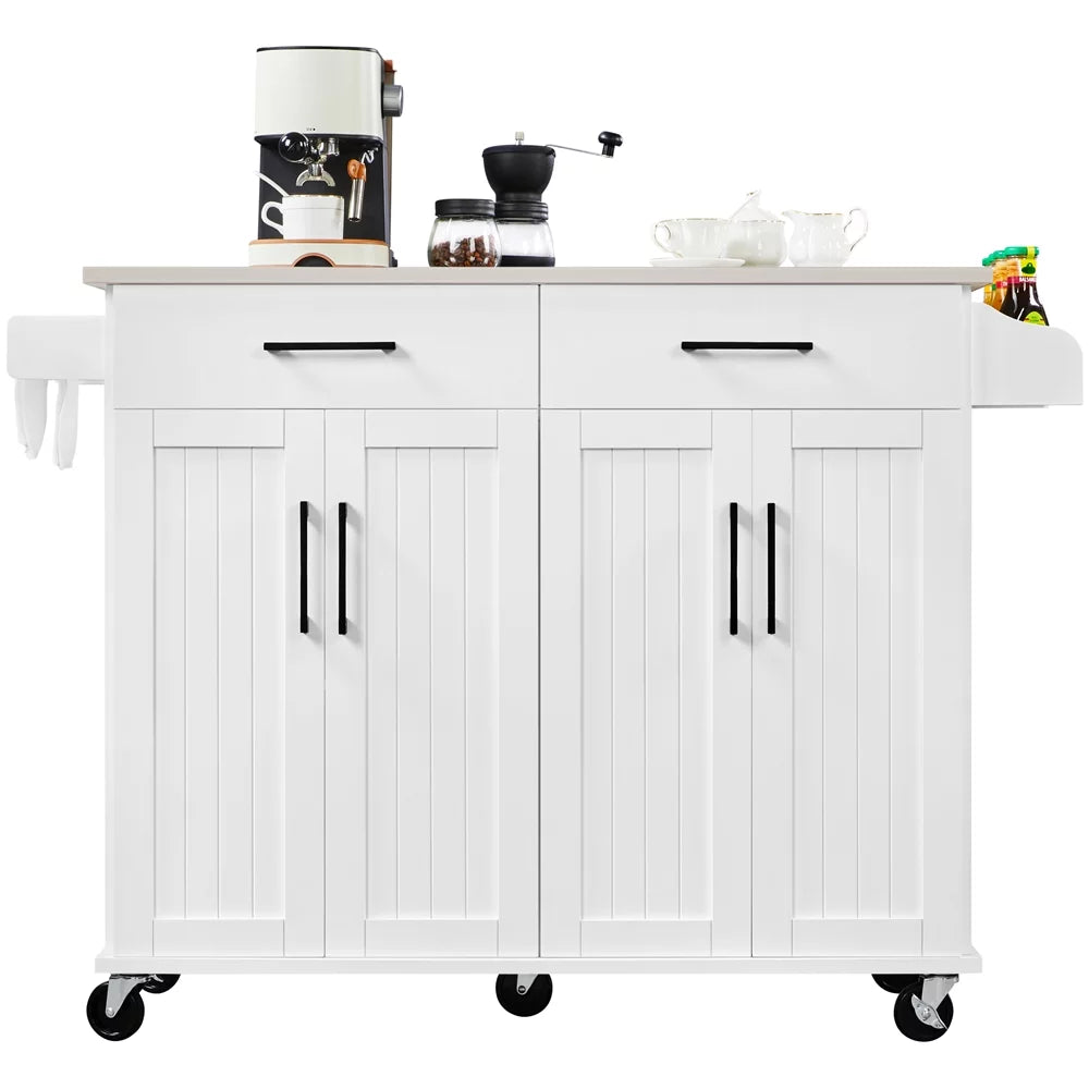 with Bar Cabinets & Spice Rack, Island & Towel Yaheetech Storage Kitchen Drawers White &