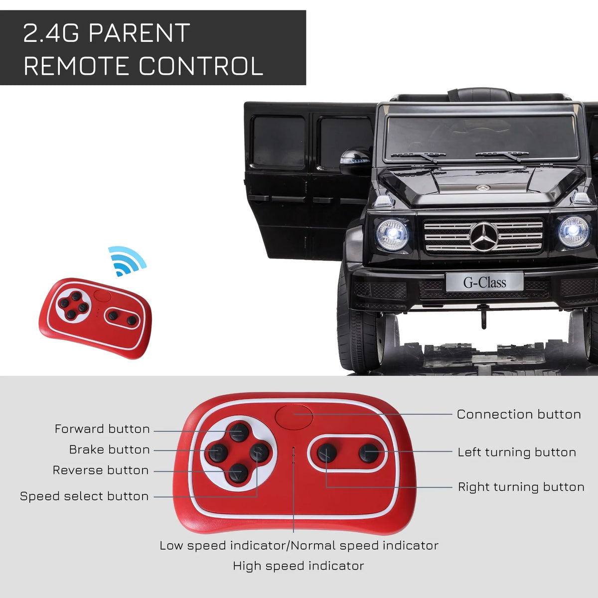 12 Control, Mercedes Powered Bright G500 Headlights, Suspension V Working Aosom with Benz & Ride-On Remote