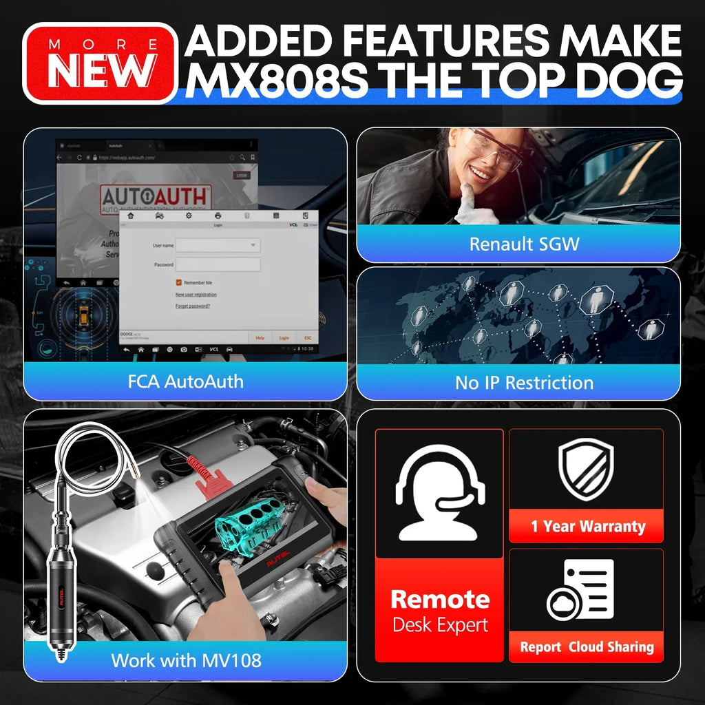 MK808S OE MK808Z FCA same Android 2 RK3566 64GB with Diagnostic Autel 11 Year & 4GB All Bidirectional MaxiCheck Update, MX808S as 4-Core Tool Autoauth System 3000+ Scan,