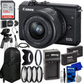 Mirrorless Digital Camera 128GB with (Black) EOS Kit + 15-45mm Canon Lens M200