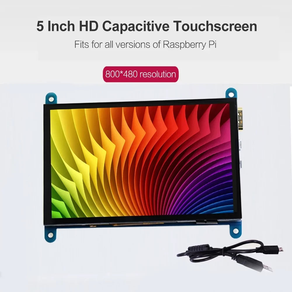Compatible Tool Pi Touchscreen with 5 Educational Aibecy USBInterface Resolution InchCapacitive Display Portablewith Raspberry Small 800*480