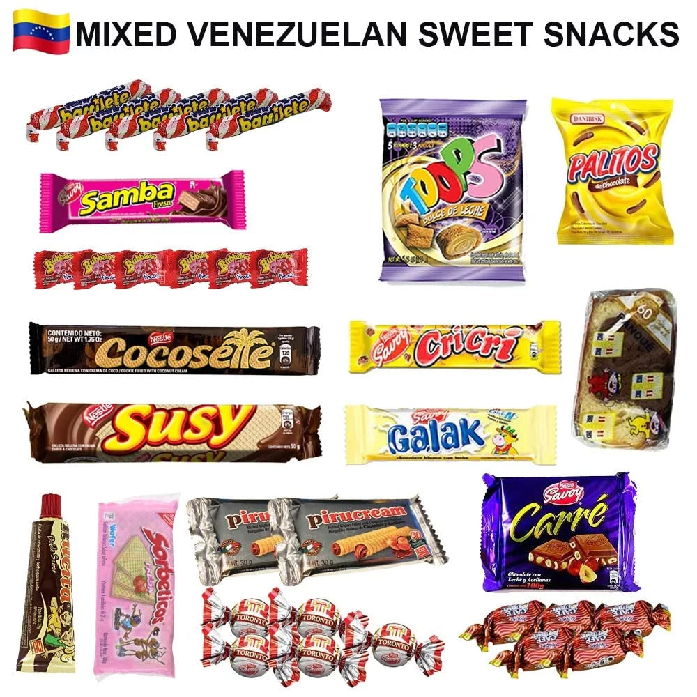 Susy Pack Assorted Gift Snacks Crate Venezuela Food Candies & SABOR Variety LATIN Toronto Sweet Chips Chocolate Cookies, Cocosette Mix Box