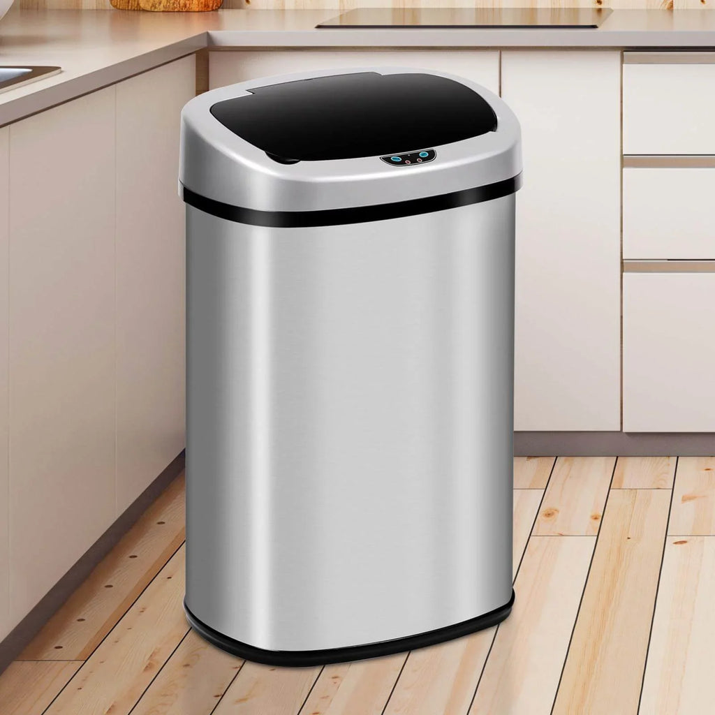 Automatic Trash Gallon Waste Steel Lid, Stainless with Motion Home, Mute 13 Office Garbage Designed Can Anti-Fingerprint Can Kitchen for with NiamVelo Sensor, Silver Bin & Touch-Free