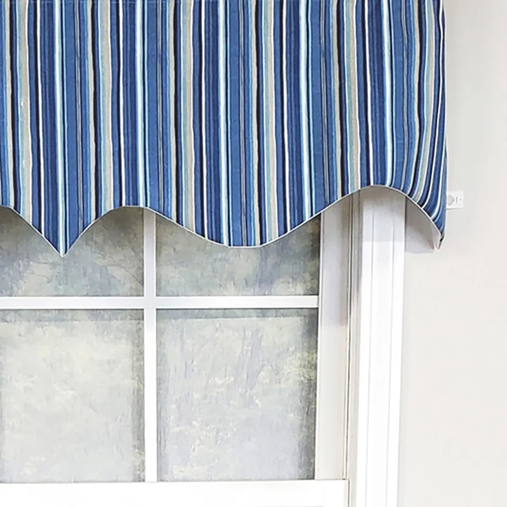 Blue Modern Design Style Home Beach Window RLF Valance Regal Classic 17" x 50" Stripe