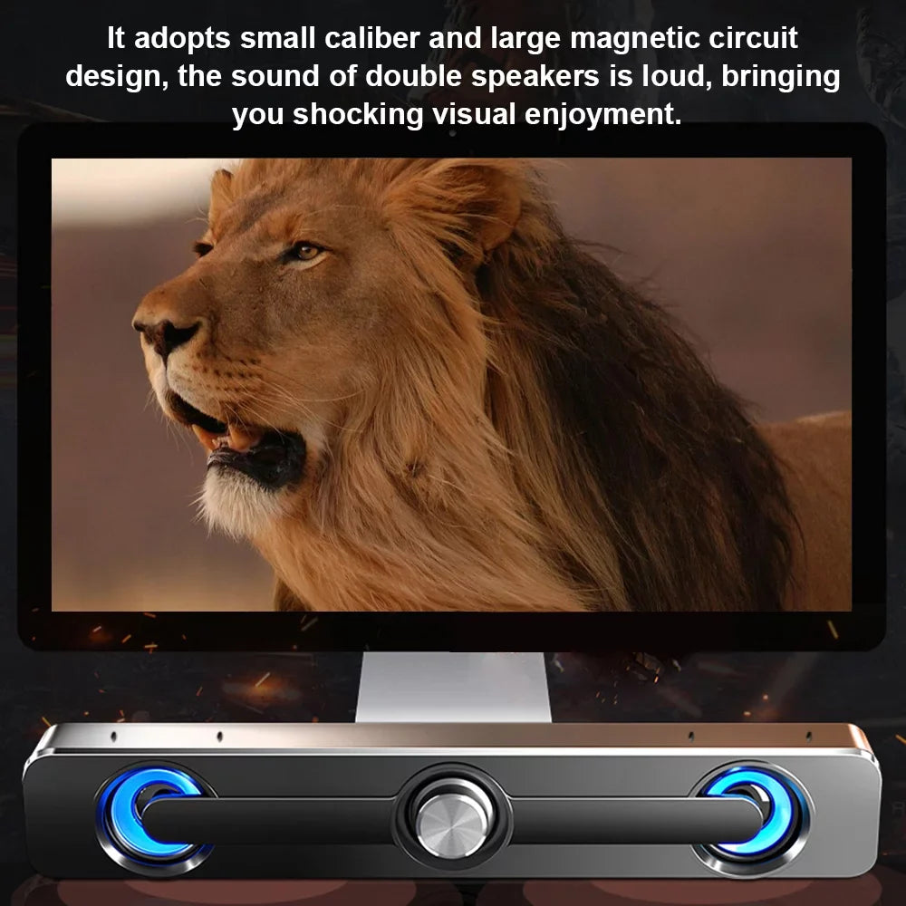 Audio MP3 for Phone USB Sound Subwoofer Computer Powerful Quality Theater-Like Audio Equipment Laptop Tablet Speaker, Radirus V-111 Wired for Bar Bass Speaker, Home MP4, Stereo Surround Box PC