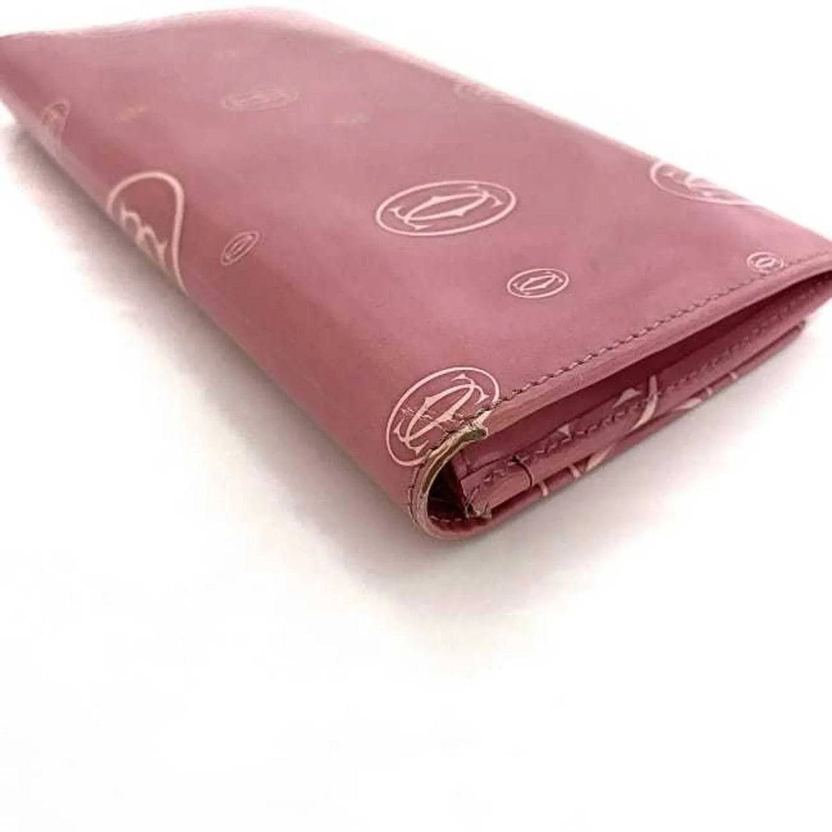L3000951 Motif 2C Leather Cartier Pre-Owned Pink Bifold Wallet Happy (Fair) Birthday Long Ladies