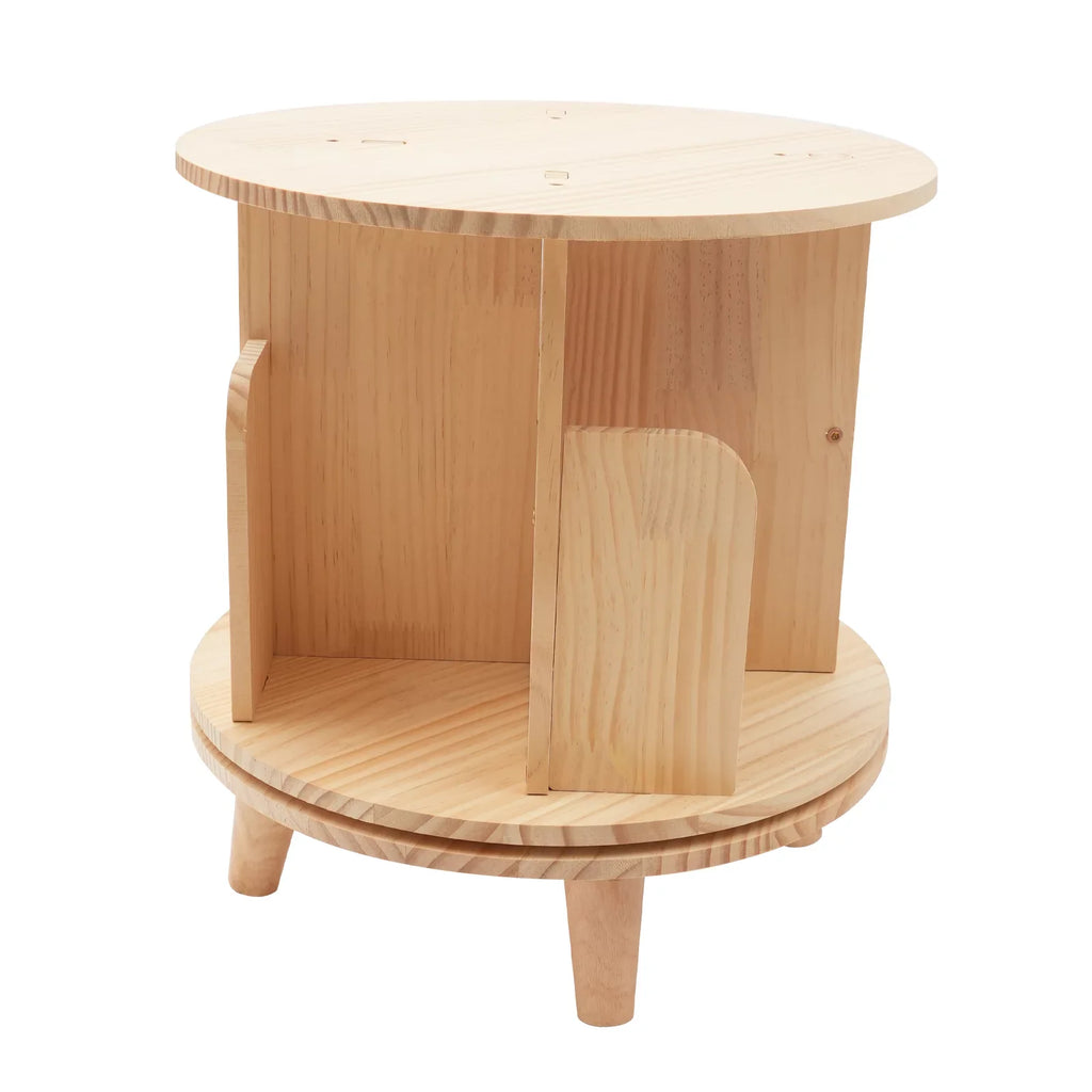 Table Standing YIYIBYUS Floor Rotating Rack Wooden Night Stand Bookshelf Organizer Bookcase Storage Bedside