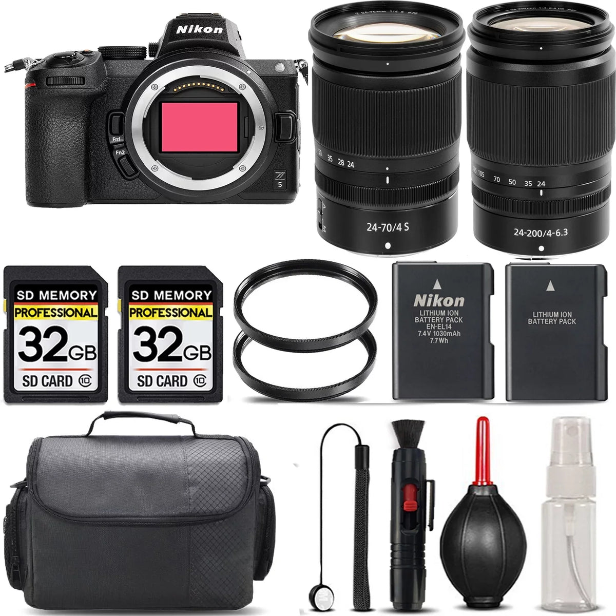 '- Filter + Mirrorless Z5 + Cleaning 64GB with + + UV VR Battery Storage Nikon Lens f/4 + Version 24-200mm Case International S Lens f/4-6.3 Backup 24-70mm + Kit