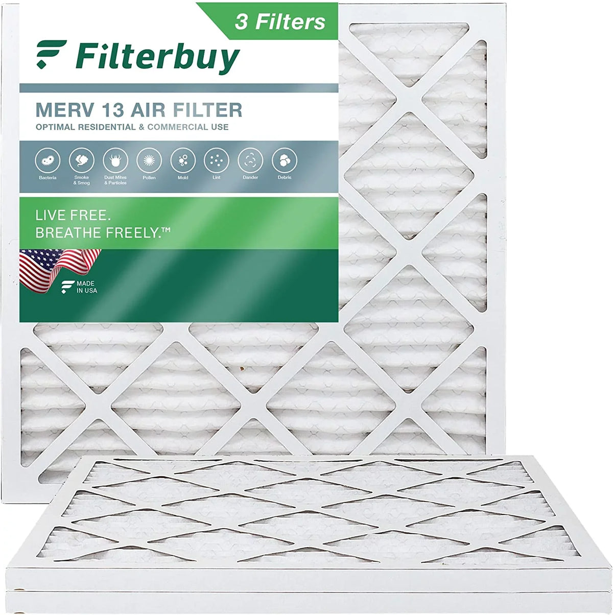 Air (3-Pack) 13 AC Filters HVAC Furnace Filterbuy MERV Pleated 12x12x1