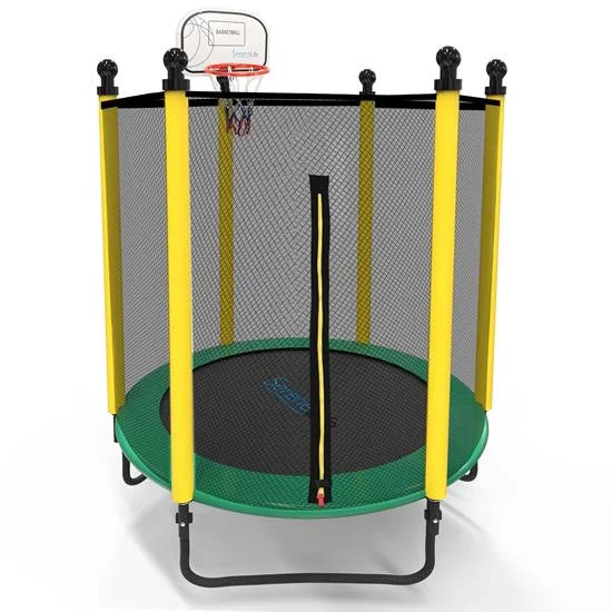 Outdoor 10FT 5FT SereneLife Net Green Jump Rectangle with Enclosure Trampoline, Trampoline