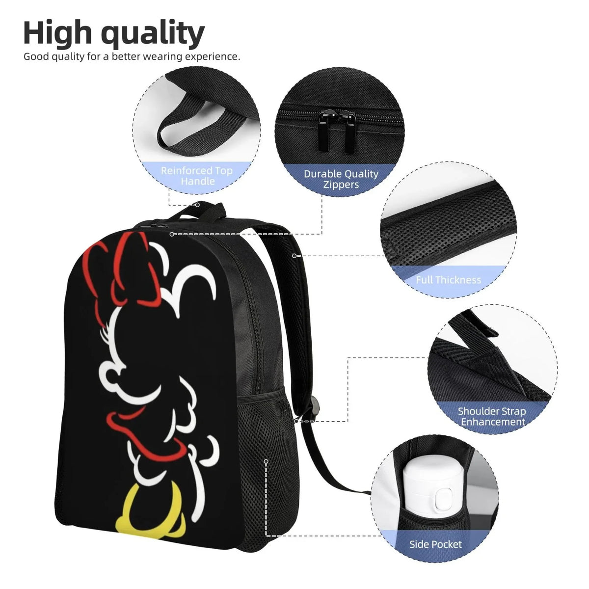 Cartoon Backpack 3D Casual Bags Anime Daypacks Backpacks Minnie Printed Multipurpose Travel
