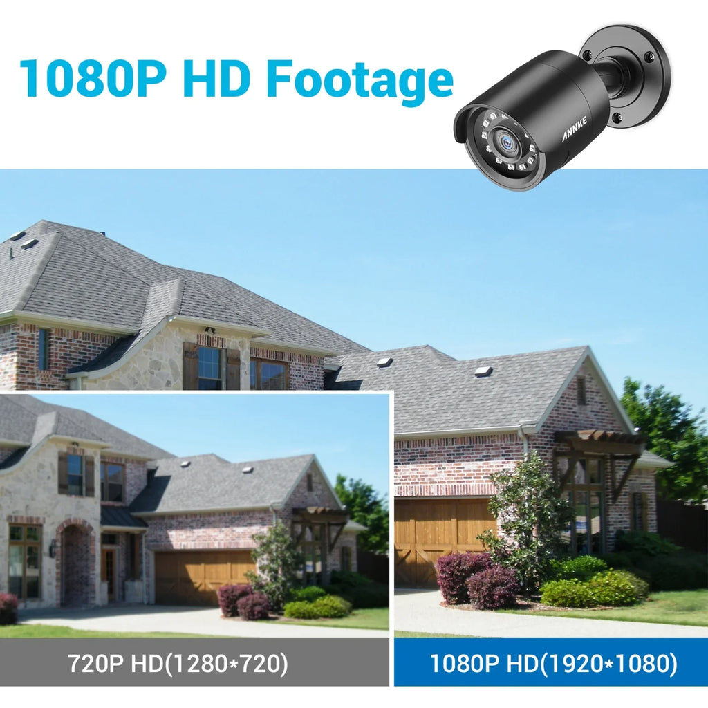 ANNKE TVI Indoor, Home Vision, Camera Security Night/Day 1080P Waterproof, IP66 Bullet Outdoor HD CCTV Surveillance Camera 1920TVL, Pack 4