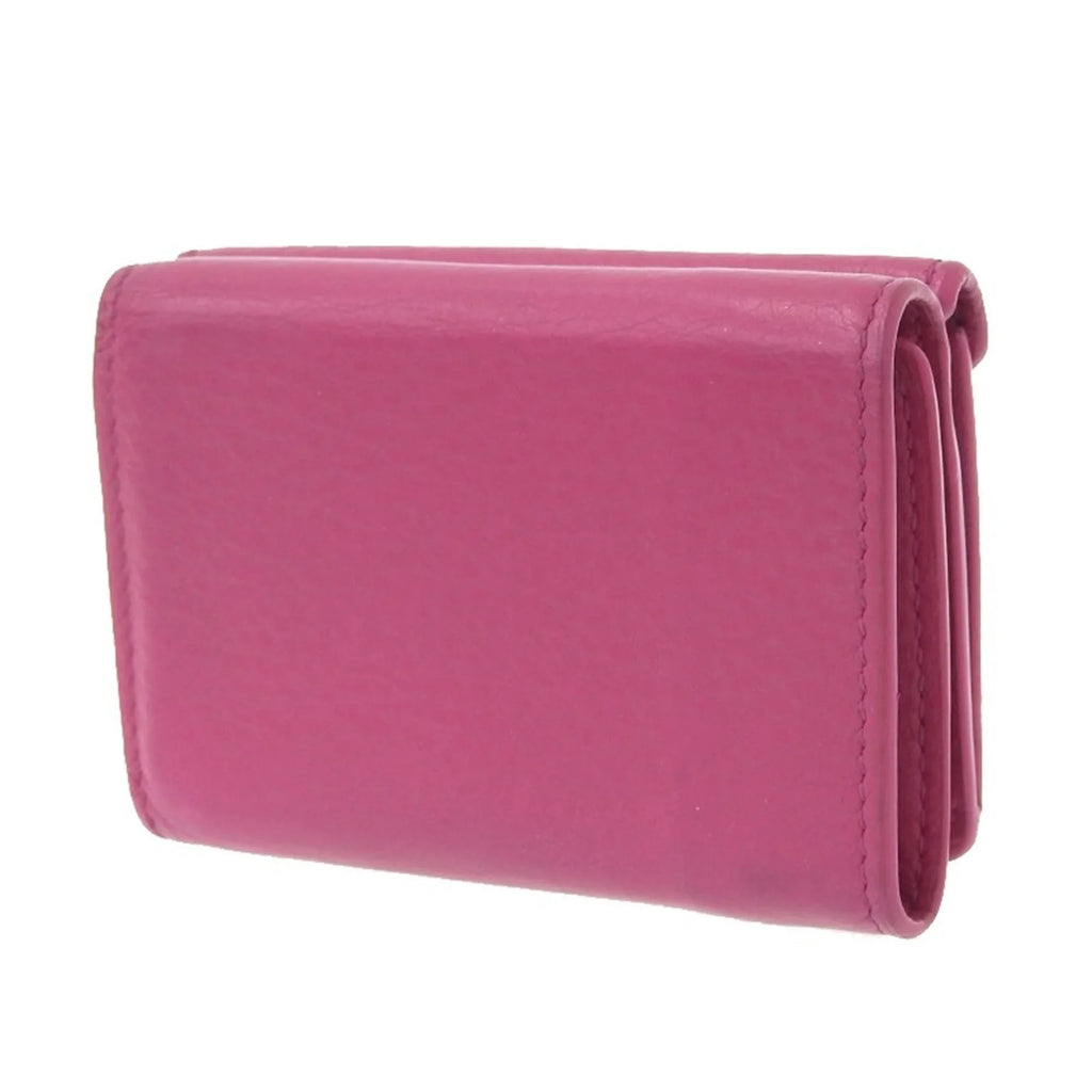 wallet (Good) Pre-Owned with 391446 BALENCIAGA pink paper tri-fold mini hook leather Balenciaga