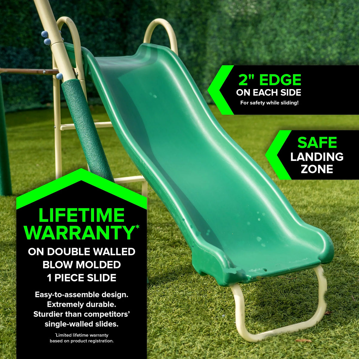 Saucer on Metal Slide, BONUS Lifetime Kit Saucer Swing and Padded Warranty Blow with Molded Sportspower Anchor Super Set Swing,