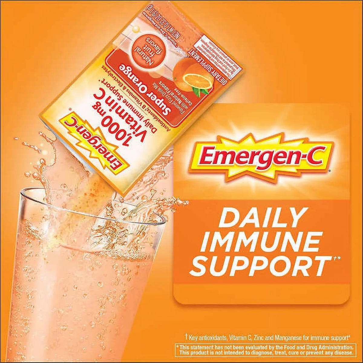 Drink Orange Super Emergen-C mg. Packets 90 C Flavor 1,000 Vitamin Mix,