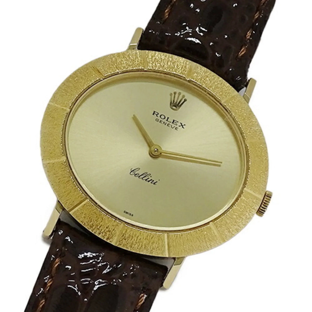 Rolex (Fair) Leather, Pre-Owned Hand-wound, Watch, 750YG, Cellini Polished 3831J Gold, Men's
