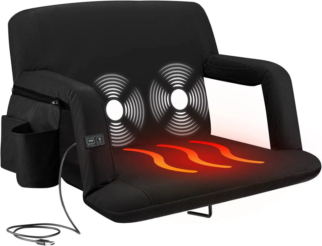Seat Chair Heated Back Wide X-Wide Stadium Extra - Reclining Alpcour with Black Waterproof Support Thick Massage -