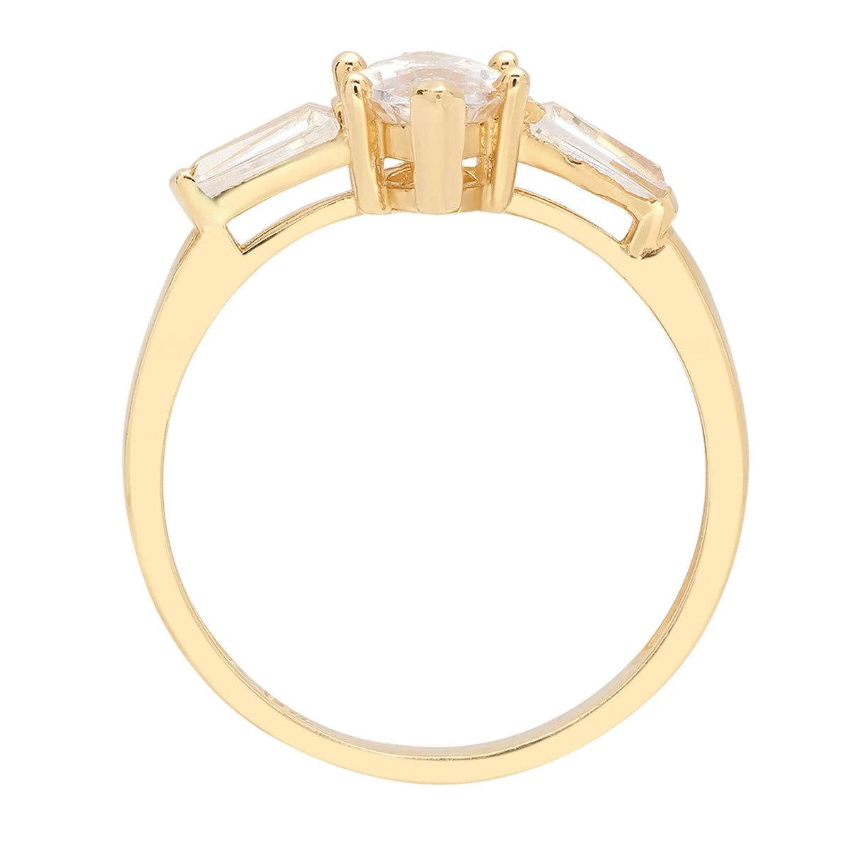 Yellow 2.0 Simulated 14k Marquise 10.5 Cut SZ Diamond Brilliant Gold Ring ct Three-Stone