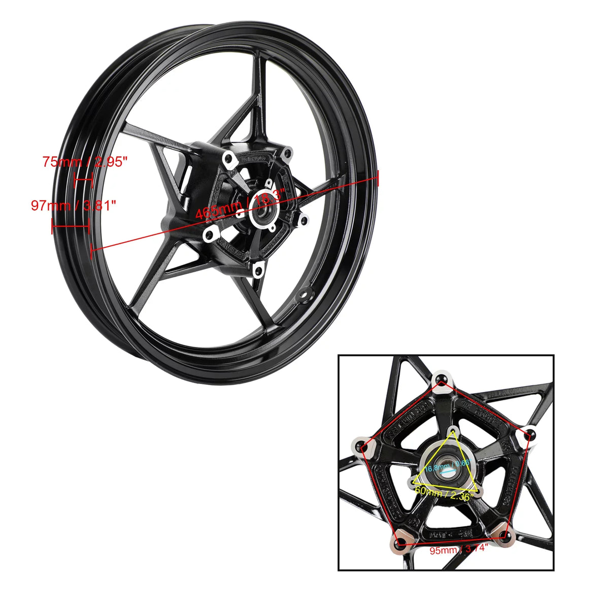 2020 FOR 400 NINJA FRONT 2021 2018 2019 WHEEL BLACK RIM KAWASAKI EX400 2023 ABS