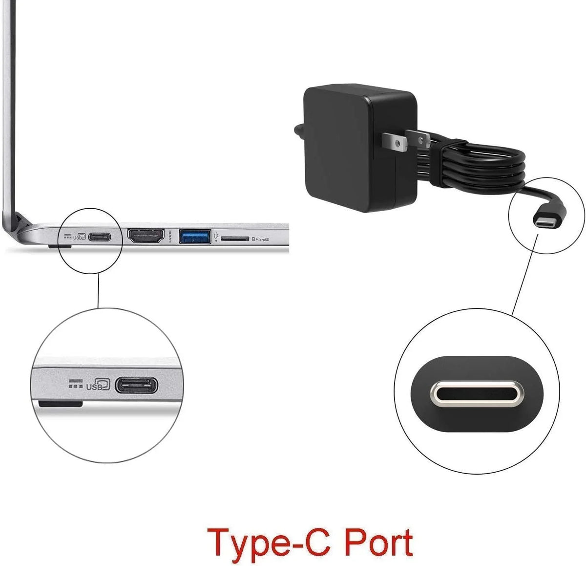 Adapter Cord with Chromebook Power Compatible 100e USB-C 45w Ac Guy-Tech Lenovo 81MA0022US