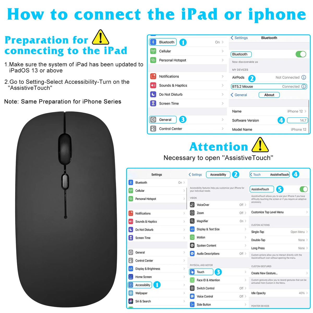 and 5G Pro Rechargeable Axon Combo Bluetooth Mouse Keyboard Mac/Tablet/iPad/PC/Laptop Bluetooth for All Ultra Black and Slim Keyboard - and Mouse Full-Size Ergonomic Enabled ZTE Onyx 30
