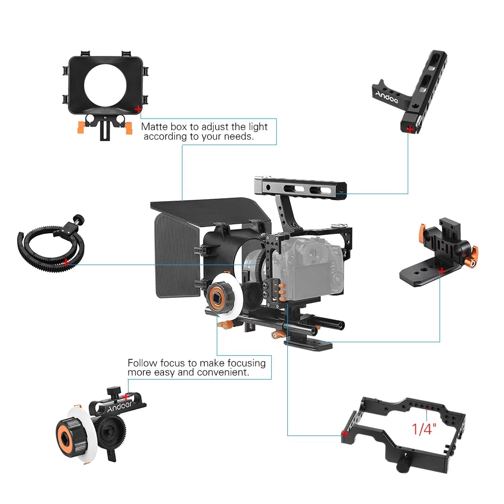 '+ Kit + Rod W/matte Film Film A7s/a7/a7r/a7rii/a7sii/a7iv 15mm Camera 15mm Alloy A7s/a7/a7r/a7rii/a7sii+ + Andoer Box Camera W/matte Box Handle + Box Eryue + Handle Cage,Aluminum + Rod W/matte