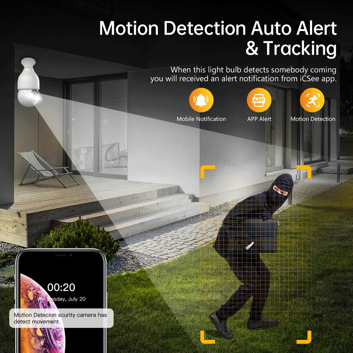 2-Way Bulb E27 Audio with Light Motion Color WiFi Camera TOGUARD Dome Wireless Security (4PCS) Vision Night Camera 2.4G 1080P Remote Access IP Outdoor, Detection 360° Camera