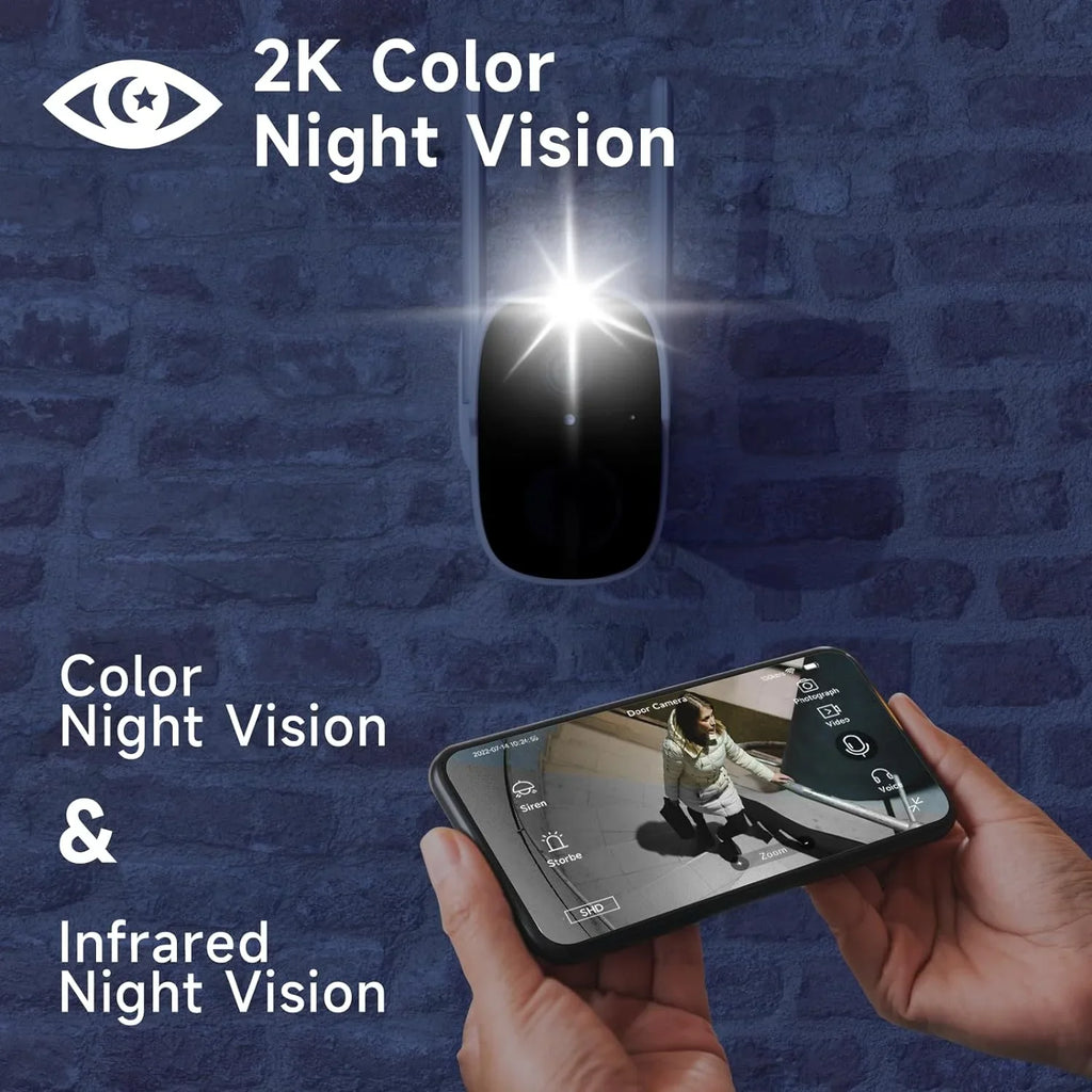 Cameras Security, Wireless Motion 2-Way (up Outdoor Vision to with QHD WiFi 256G) Siren Color Detection Alarm Security Wireless Camera Home Spotlight - Audio, AI 2K Night 4Pack Cloud/SD Cameras for