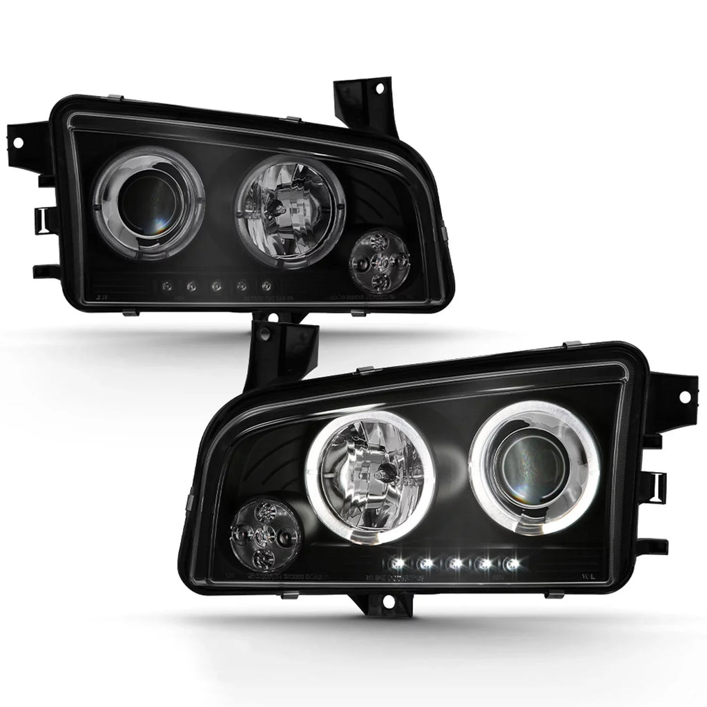 in Tail Black Housing Dodge Tail 2006-2008 Charger Headlights [LED Dual + Halo Smoke Lights AKKON + - Headlights]Fits