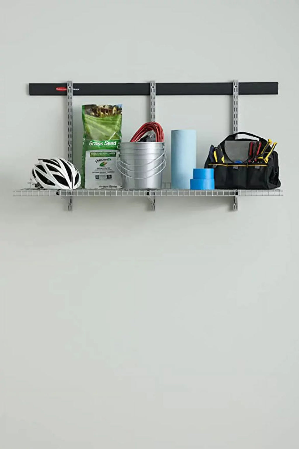 Kit, Steel Fast Track Storage Track System Rubbermaid 9-Piece Garage Wire Shelf Starter