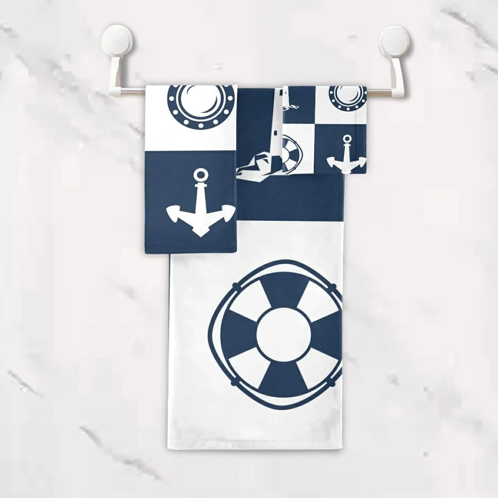 Lighthouse Towels Piece Bestwell Anchor 3 Bath Sailing Fingertip for Towel Absorbent Vessel Hand Decorative Cotton Sets Towels Checked Soft Bathroom