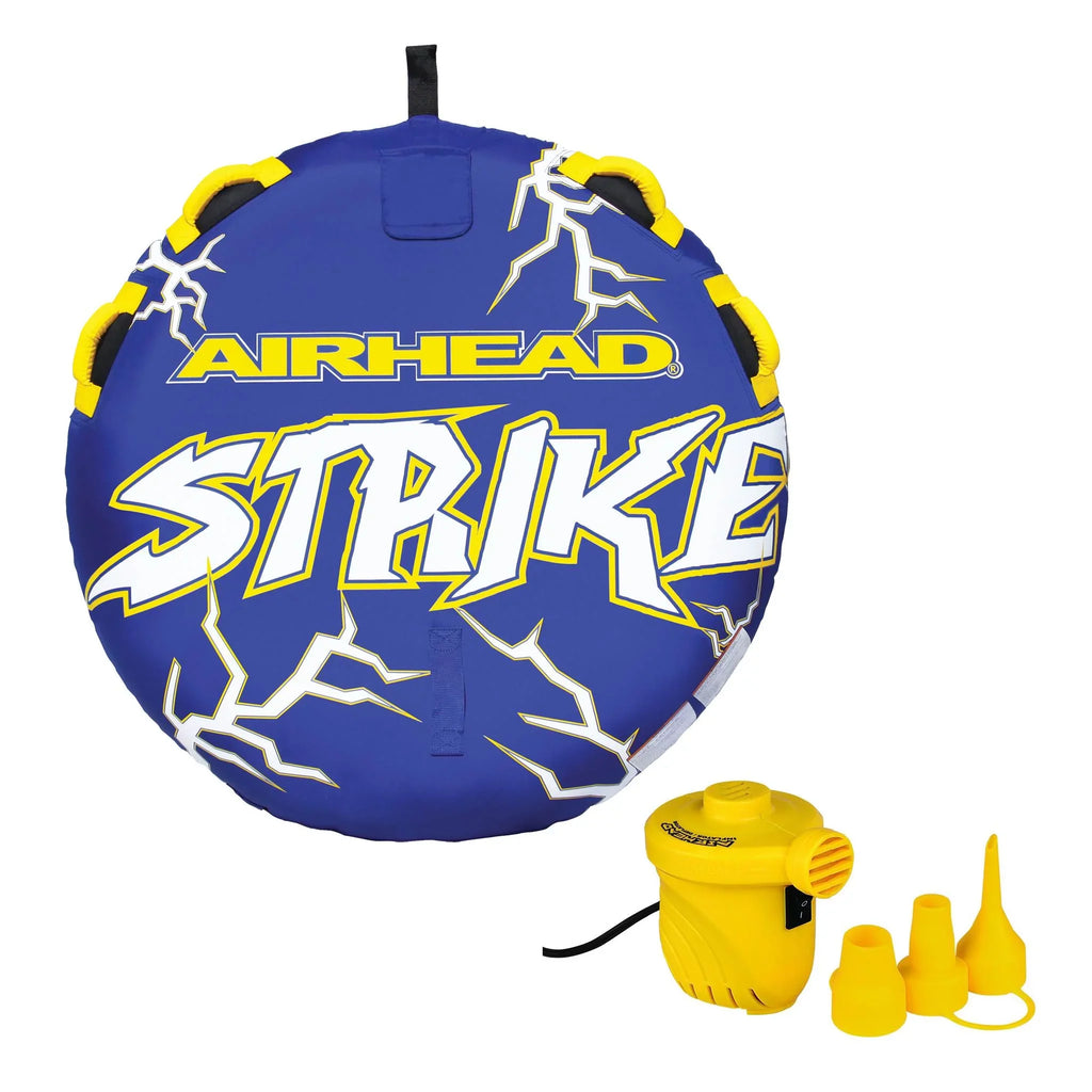Single Rider Air Pump + Portable Tube Airhead Strike Inflatable 2 12V Towable