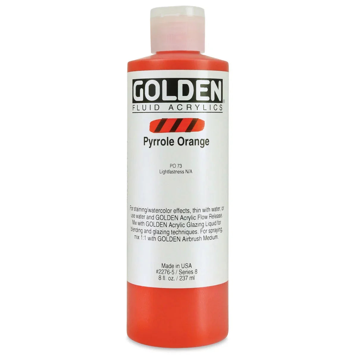 Golden Pyrrole Fluid Paint 8 Orange, oz Acrylic -