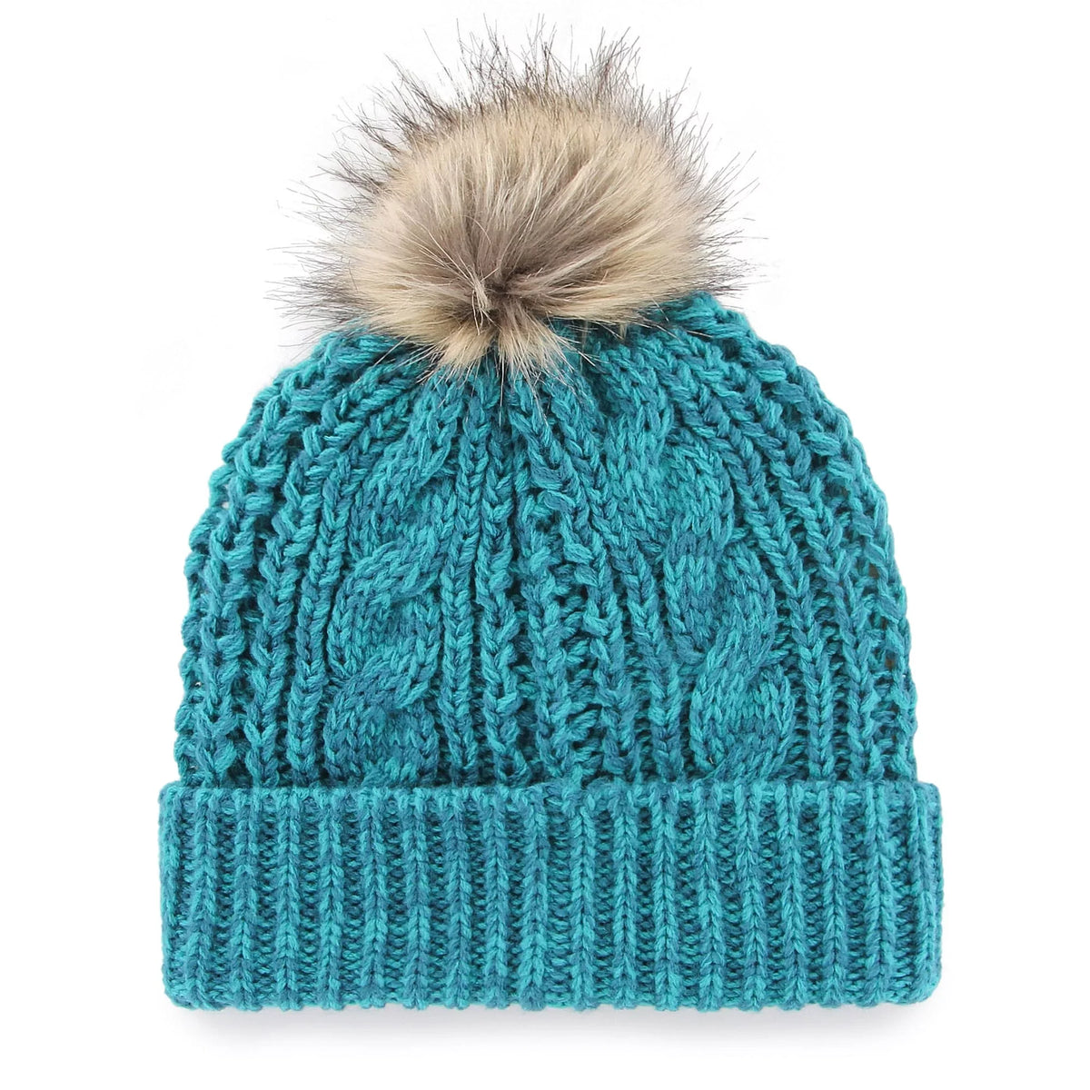 Meeko with Pom Cuffed Charlotte Knit Women's Teal Hat '47 - Hornets OSFA