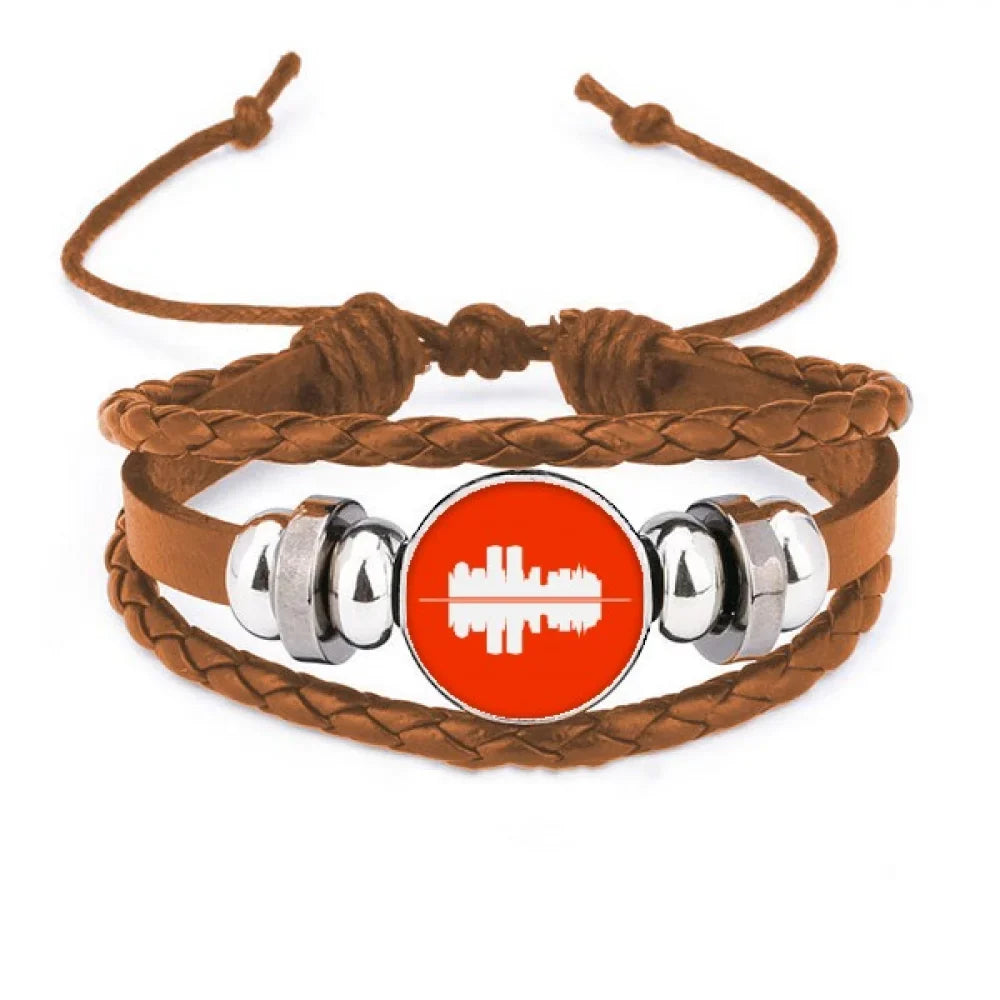 Symbolize Reflected Signs Urban Wristband Leather Bracelet Ornament Architectural Jewelry Landscape
