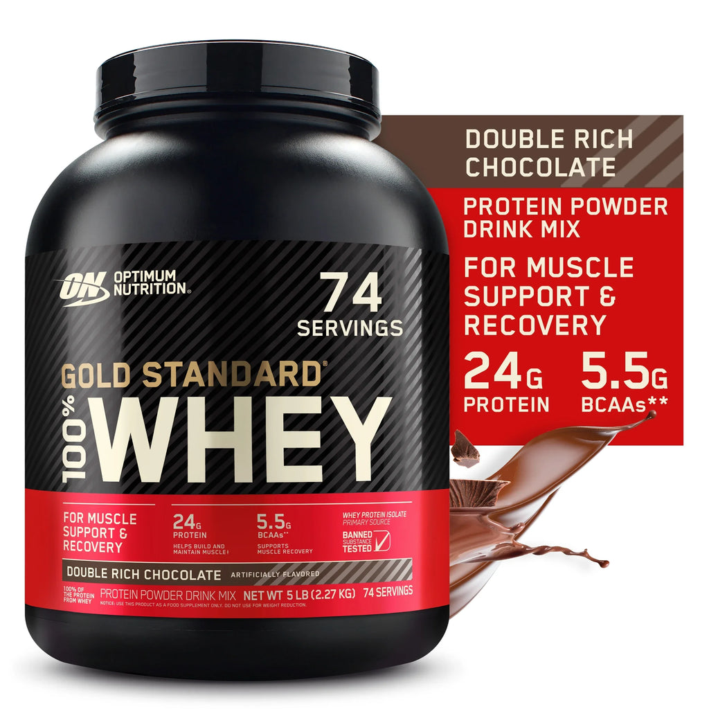 74 Standard Double Rich Powder, 5 Servings Optimum lb, Protein Whey Chocoalte, Gold 100% Nutrition,