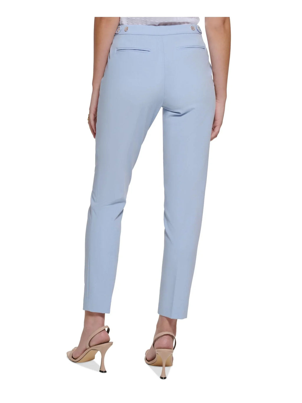 Work KLEIN Pants Wear Womens CALVIN Blue Skinny Ankle 6P Pocketed Zippered To Light Petites