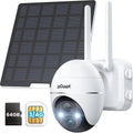 Wireless, Solar 360° Color Camera Cellular SD WiFi Powered, Vision, No Card 3G/4G Camera, LTE Night 2K Included Surveillance PTZ, Outdoor, SIM&64GB Security QHD,