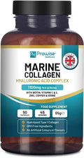 E, by - Acid and Healthcare Marine | Hyaluronic Made with B2, Acid, The Hyaluronic Biotin, C, Prowise for 90 Copper, | Boosted Collagen Iodine Women 1100mg Vitamins in Men UK and with Capsules Zinc