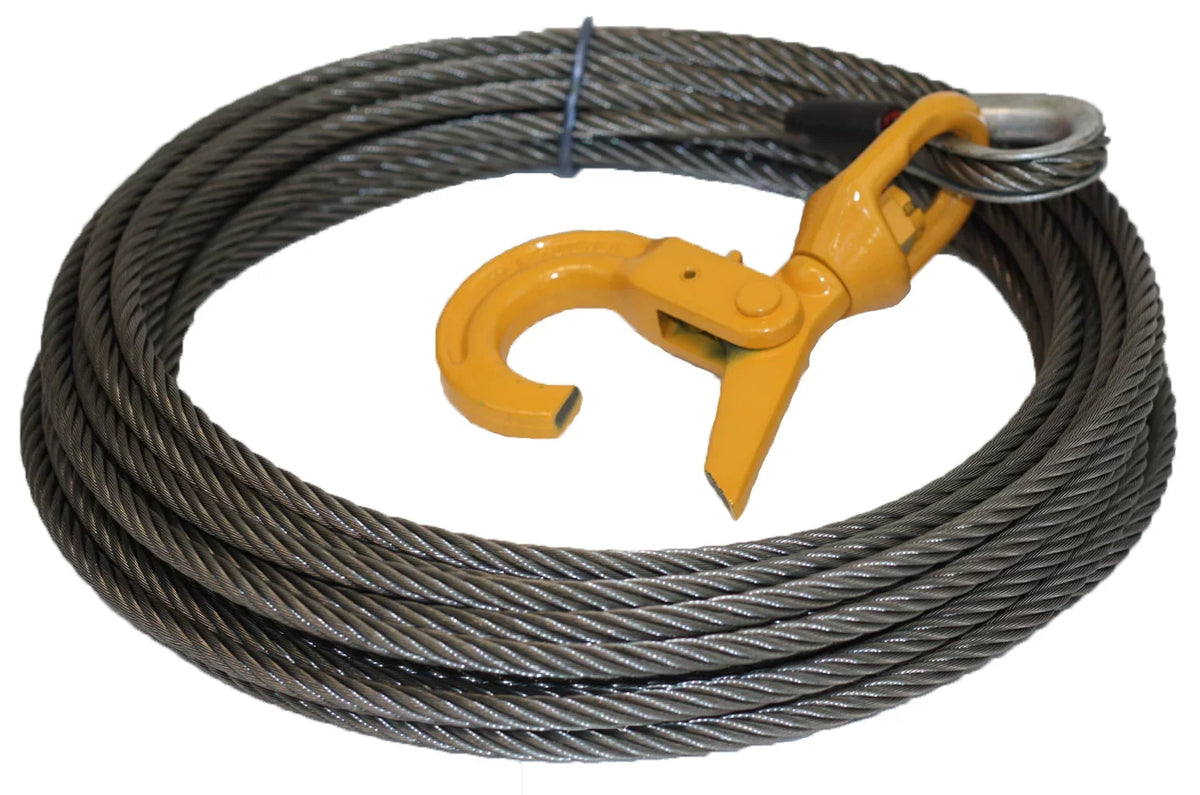 Tow Self 75' lbs Steel Wrecker Rope 15,087 Products x Truck Rollback Ultimate Strength Core Cable Breaking Locking, Winch Mytee 3/8"